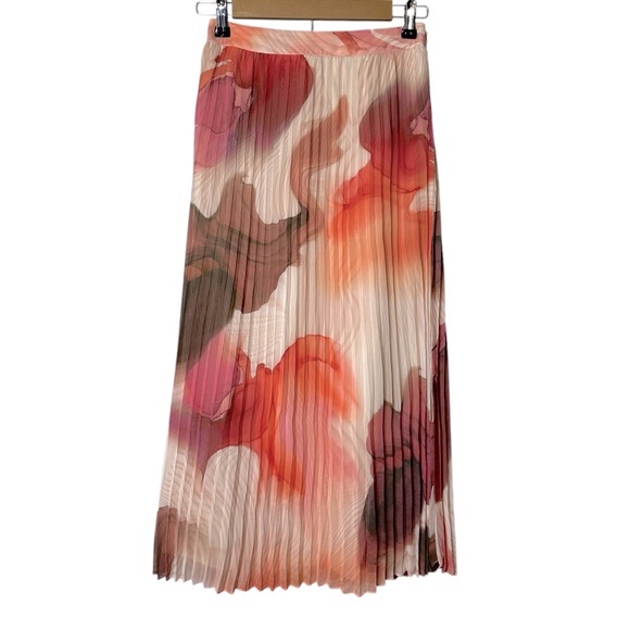 Express Super High Waisted Printed Pleated Midi Skirt #07650308 Romantic NWT XS - Picture 2 of 12